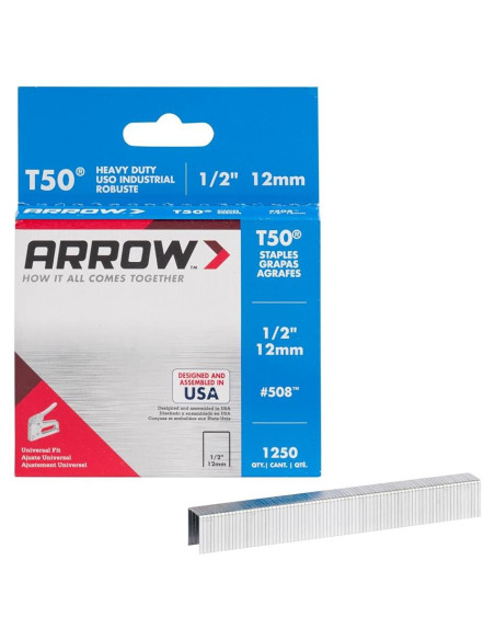 Grapas Arrow 508 T50 1/2" 1250 Unidades para Tapicería