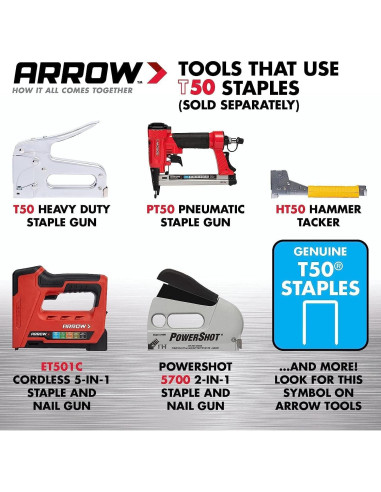 Grapas Arrow 508 T50 1/2" 1250 Unidades para Tapicería