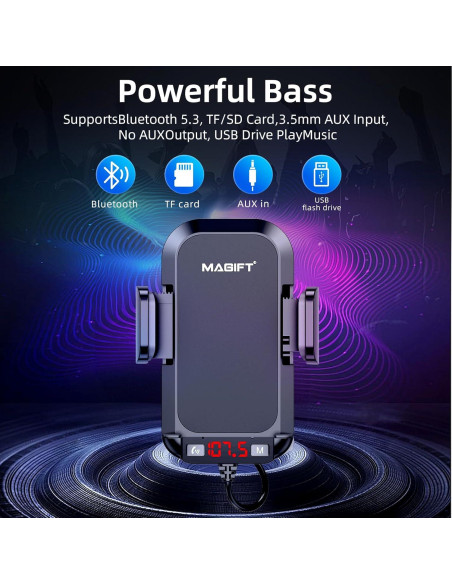 Adaptador de Coche Bluetooth 3 en 1 Magift A20 Pro - Transmisor FM 5.3 con Carga Rápida QC3.0