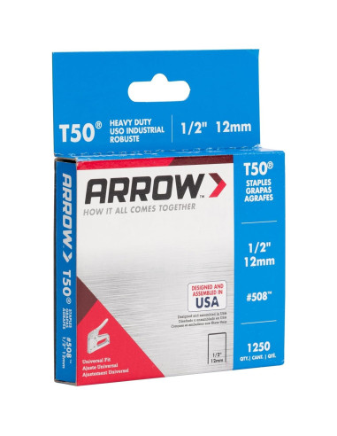 Grapas Arrow 508 T50 1/2" 1250 Unidades para Tapicería