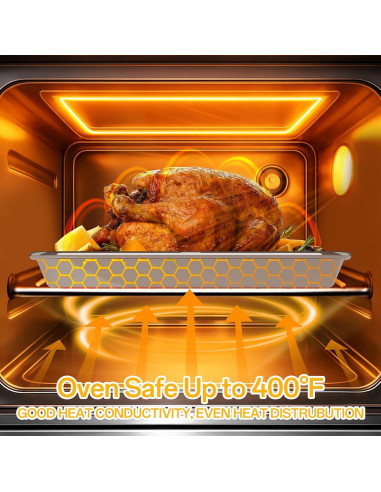 Juego de bandejas para hornear Ohtomber 3 piezas acero inoxidable