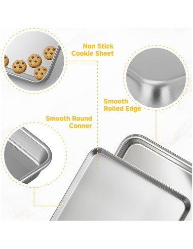 Juego de bandejas para hornear Ohtomber 3 piezas acero inoxidable