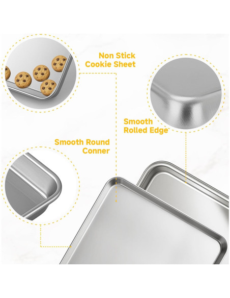 Juego de bandejas para hornear Ohtomber 3 piezas acero inoxidable