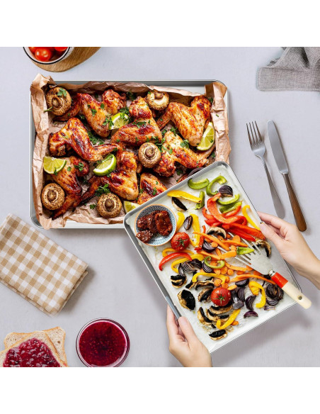 Juego de bandejas para hornear Ohtomber 3 piezas acero inoxidable