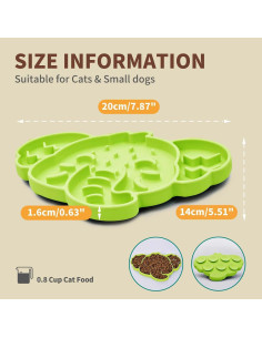 Tazón de Alimentación Lenta Silicona Gatos Verde 0.8 Taza 2
