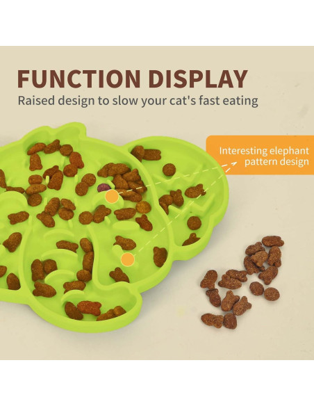 Tazón de Alimentación Lenta Silicona Gatos Verde 0.8 Taza