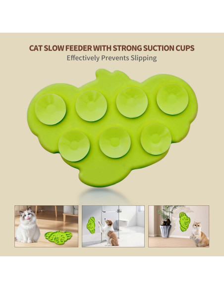 Tazón de Alimentación Lenta Silicona Gatos Verde 0.8 Taza