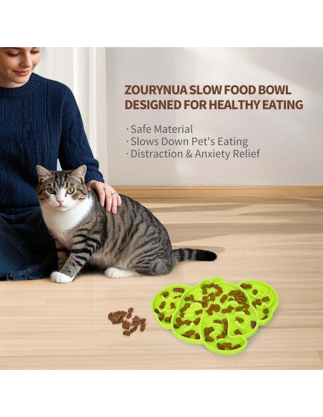 Tazón de Alimentación Lenta Silicona Gatos Verde 0.8 Taza