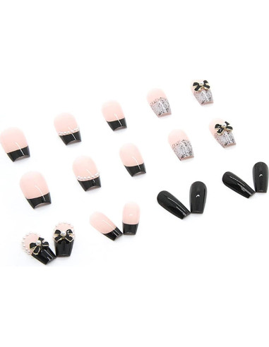 24 Uñas Postizas Francesas YKZFUI Reutilizables Acrílico