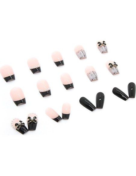 24 Uñas Postizas Francesas YKZFUI Reutilizables Acrílico