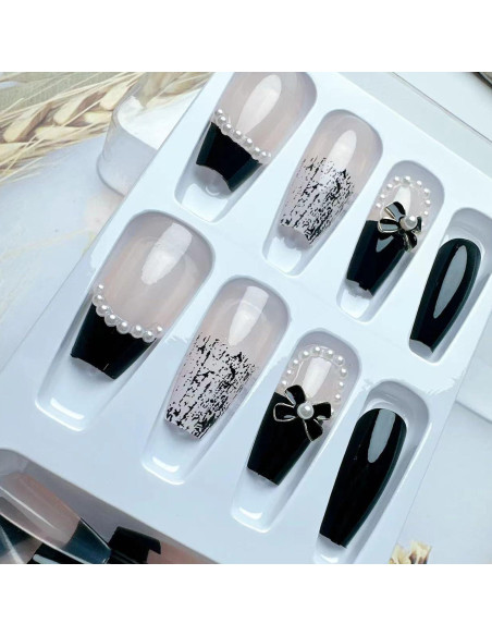 24 Uñas Postizas Francesas YKZFUI Reutilizables Acrílico