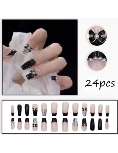 24 Uñas Postizas Francesas YKZFUI Reutilizables Acrílico