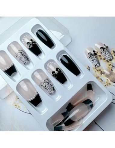 24 Uñas Postizas Francesas YKZFUI Reutilizables Acrílico