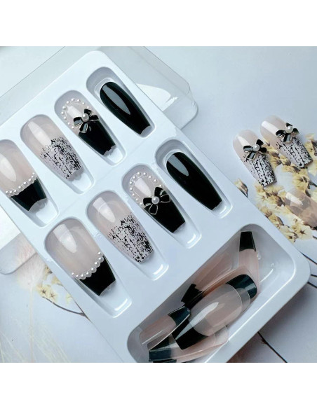 24 Uñas Postizas Francesas YKZFUI Reutilizables Acrílico