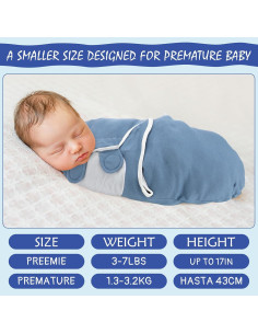 Envoltura para Bebés Prematuros VitalCozy 2 Pcs Algodón Ajustable 2