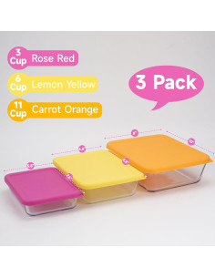 Tapa de Silicona Rectangular LUVCOSY para Tazones Pyrex - 3 Paquete 2
