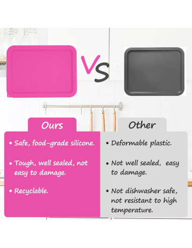 Tapa de Silicona Rectangular LUVCOSY para Tazones Pyrex - 3 Paquete