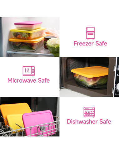Tapa de Silicona Rectangular LUVCOSY para Tazones Pyrex - 3 Paquete