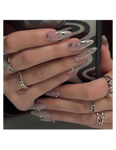 Uñas Postizas Largas Stiletto Acrílicas DANMANR 24PCS
