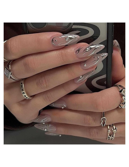 Uñas Postizas Largas Stiletto Acrílicas DANMANR 24PCS