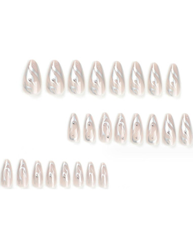 Uñas Postizas Largas Stiletto Acrílicas DANMANR 24PCS