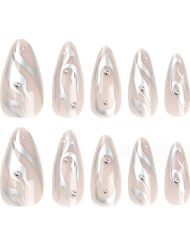 Uñas Postizas Largas Stiletto Acrílicas DANMANR 24PCS