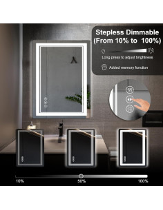 Espejo de Baño LED Aitila 71x50 cm Anti-vaho Regulable 2