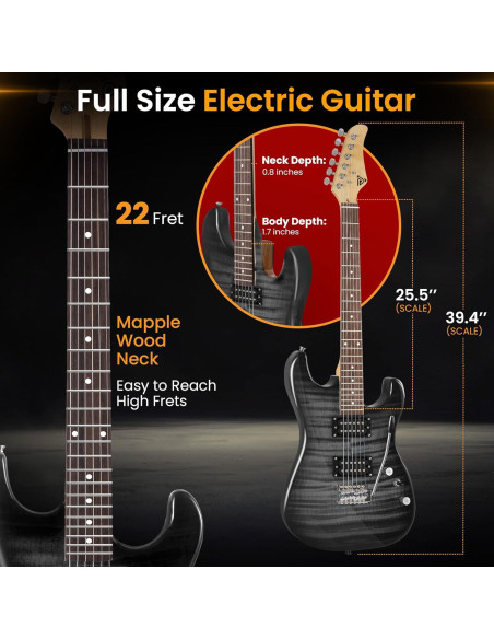 Kit de Guitarra Eléctrica Pyle 39" con Amplificador y Accesorios