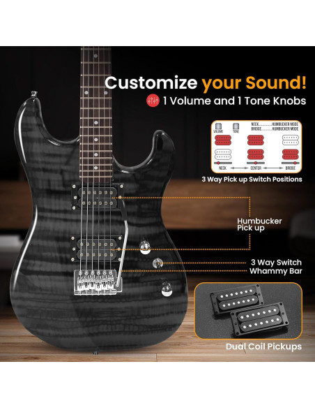 Kit de Guitarra Eléctrica Pyle 39" con Amplificador y Accesorios