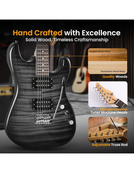 Kit de Guitarra Eléctrica Pyle 39" con Amplificador y Accesorios