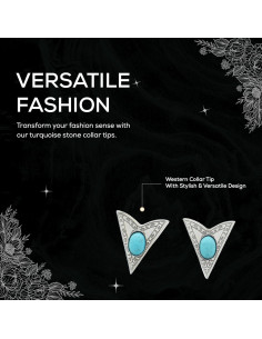 Puntas de Collar de Piedra Turquesa HHH - Acabado Plateado - Unisex 2