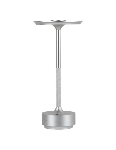 Lámpara de Mesa Inalámbrica LED Recargable 5000mAh Plata