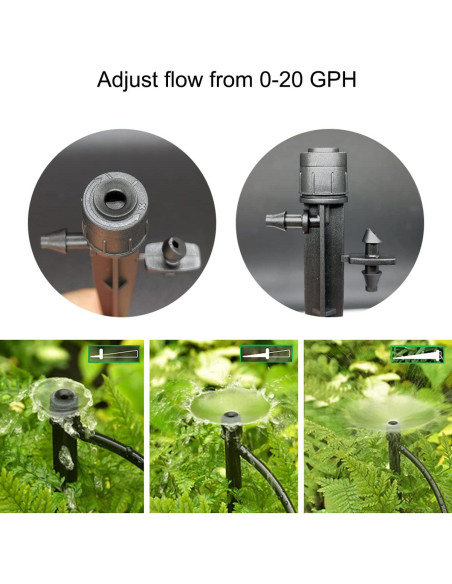 25 Emisores de Riego por Goteo Topiverse, Flujo Ajustable 0-75.7 LPH