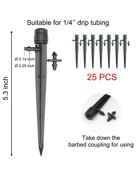 25 Emisores de Riego por Goteo Topiverse, Flujo Ajustable 0-75.7 LPH