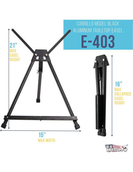 Caballete de Mesa Ajustable Suministro de Arte 15-21" Aluminio