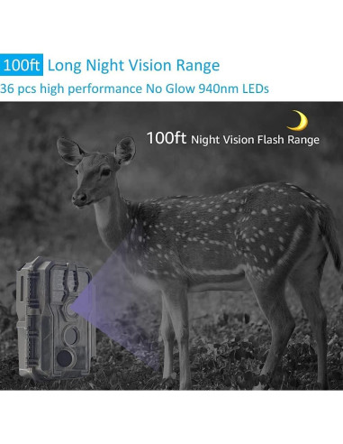 Cámara de sendero GardePro E5 48MP 1296p visión nocturna 30.48m