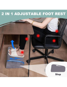 Reposapiés Ergonómico Ajustable SCFOAMZAI - Gris, 3 Alturas 2