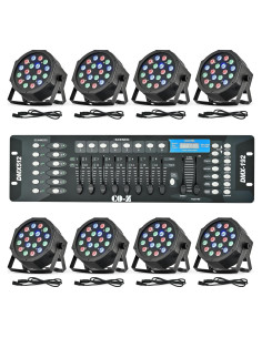 Luces de Escenario LED DMX CO-Z, Paquete de 8 Par Can RGB 18x3W
