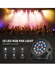 Luces de Escenario LED DMX CO-Z, Paquete de 8 Par Can RGB 18x3W 2