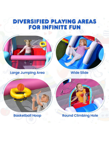 Casa Inflable de Rebote HONEY JOY Elefante 3-en-1 para Niños