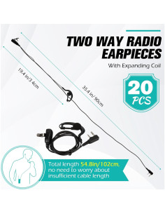 20 Auriculares Walkie Talkie con Micrófono PTT 2 Pines Saysurey 2