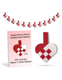 12 Cestas de Corazón DIY Origami Joy - Kit Rojo/Blanco