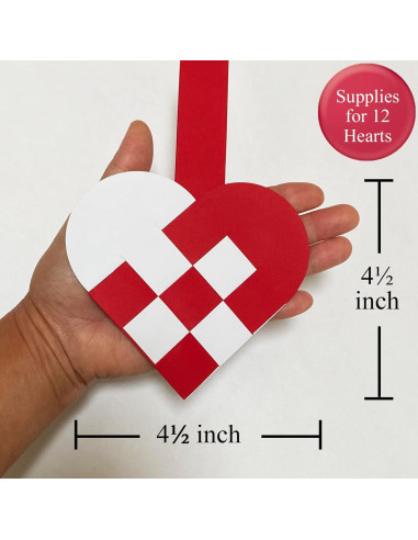 12 Cestas de Corazón DIY Origami Joy - Kit Rojo/Blanco