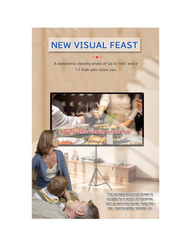 Pantalla de proyector 80" 4K HD Ribowri con soporte y trípode