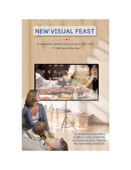 Pantalla de proyector 80" 4K HD Ribowri con soporte y trípode