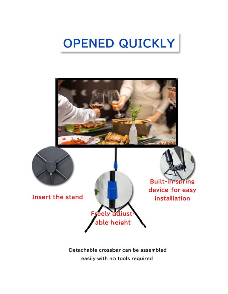 Pantalla de proyector 80" 4K HD Ribowri con soporte y trípode