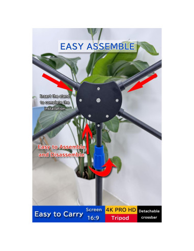 Pantalla de proyector 80" 4K HD Ribowri con soporte y trípode