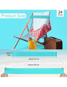 Jexine 24 Bandas Elásticas para Toallas de Playa Verde 40x4 cm 2