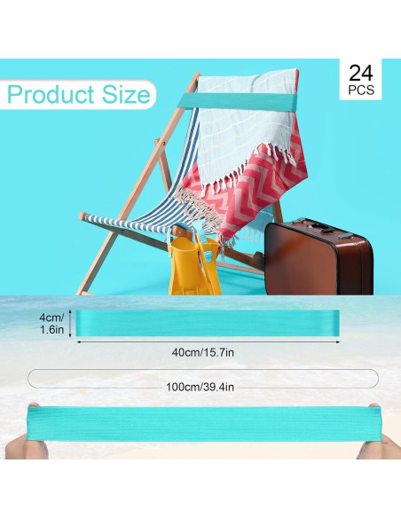 Jexine 24 Bandas Elásticas para Toallas de Playa Verde 40x4 cm