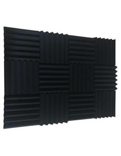 Paquete de 12 Paneles Acústicos de Espuma Negra 5.08x30.48 cm